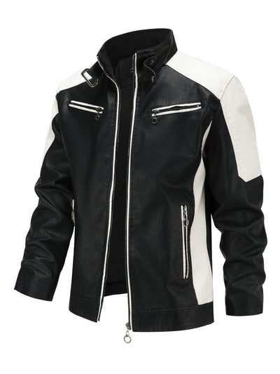 Męska kurtka motocyklowa w kolorze blokowym