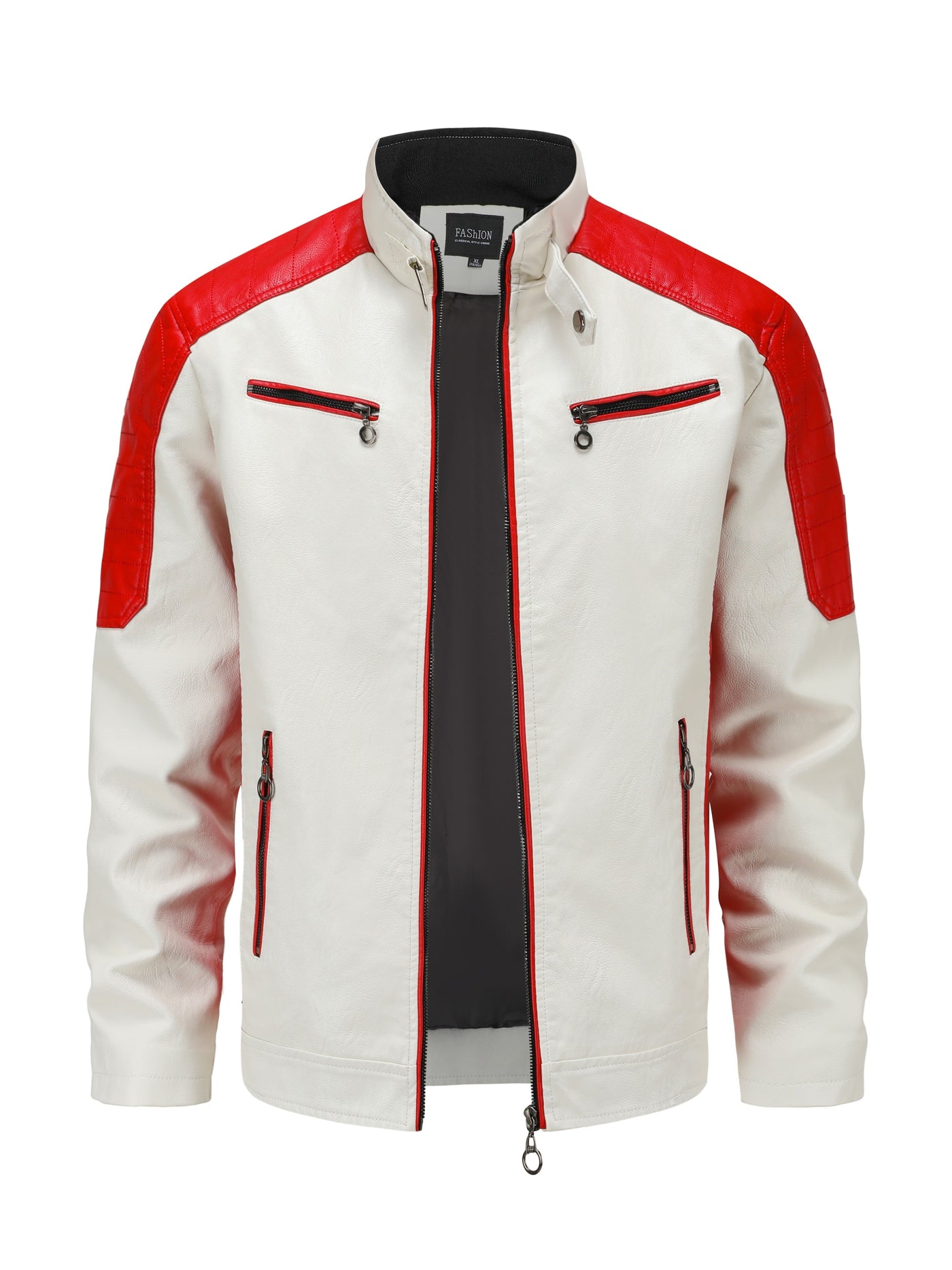 Męska kurtka motocyklowa w kolorze blokowym