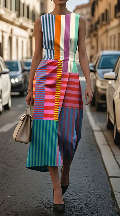 Tiffany - Sukienka bez rękawów w wzory