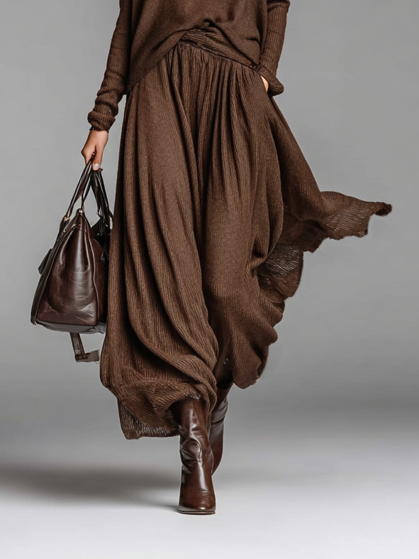 Zestaw Spódnica i Sweter z Okrągłym Dekoltem