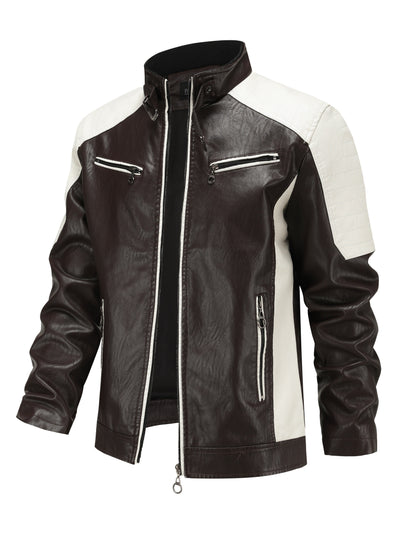 Męska kurtka motocyklowa w kolorze blokowym