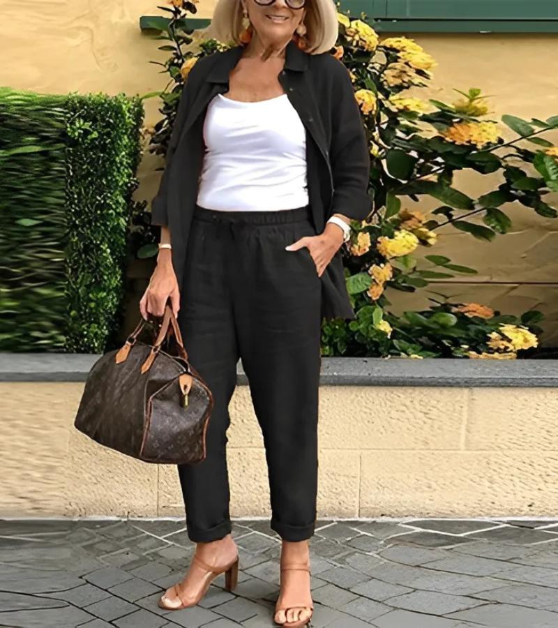 Martina | Zestaw z koszuli i spodni z lnu i bawełny