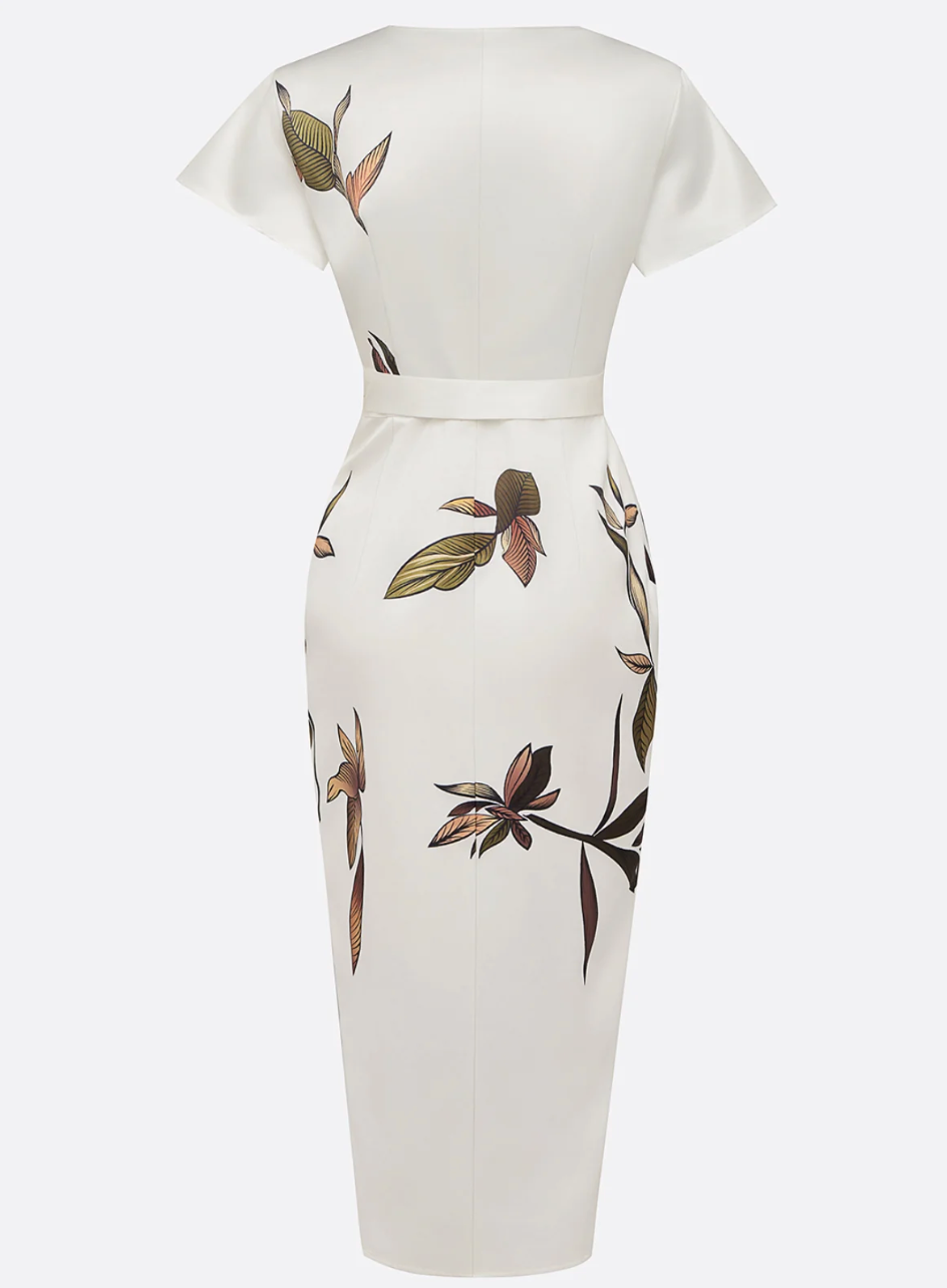 NOMI - Elegancka biała satynowa sukienka