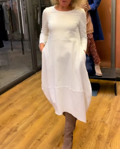 Clara - Czarna sukienka midi z kieszeniami