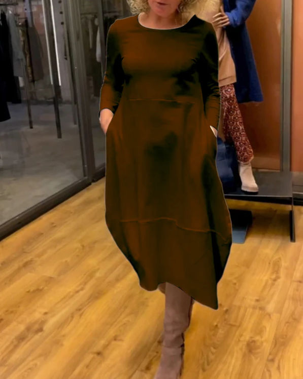 Clara - Czarna sukienka midi z kieszeniami