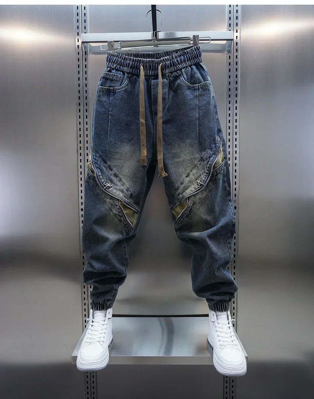 Laurent™ | Spodnie Baggy z Denimu z Pasem