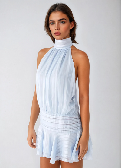 SERENELLA | Sukienka Mini z Koralikami i Chiffonem