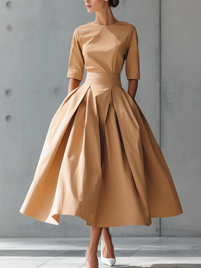 Sukienka Maxi Strukturalna z Bawełny