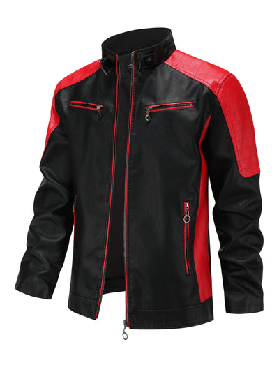 Męska kurtka motocyklowa w kolorze blokowym