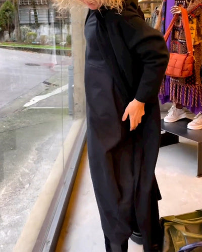 Clara - Czarna sukienka midi z kieszeniami