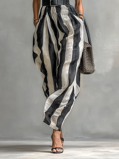 Sukienka Maxi z Chiffonu z Wysokim Kołnierzem i Krótkimi Rękawami