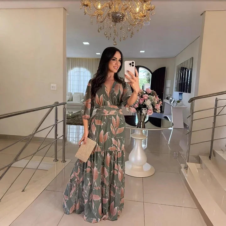 CLAUDIA | Długa sukienka w kwiaty