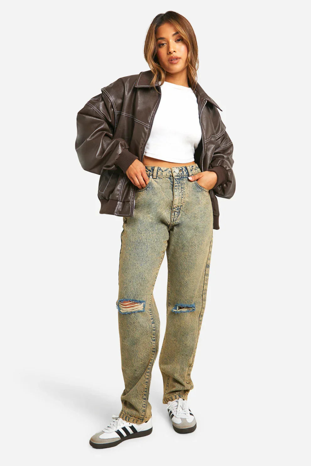 Faye - Kurtka skórzana oversize